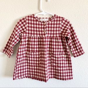 Zara Girls Knit Long Sleeve Gingham Dress